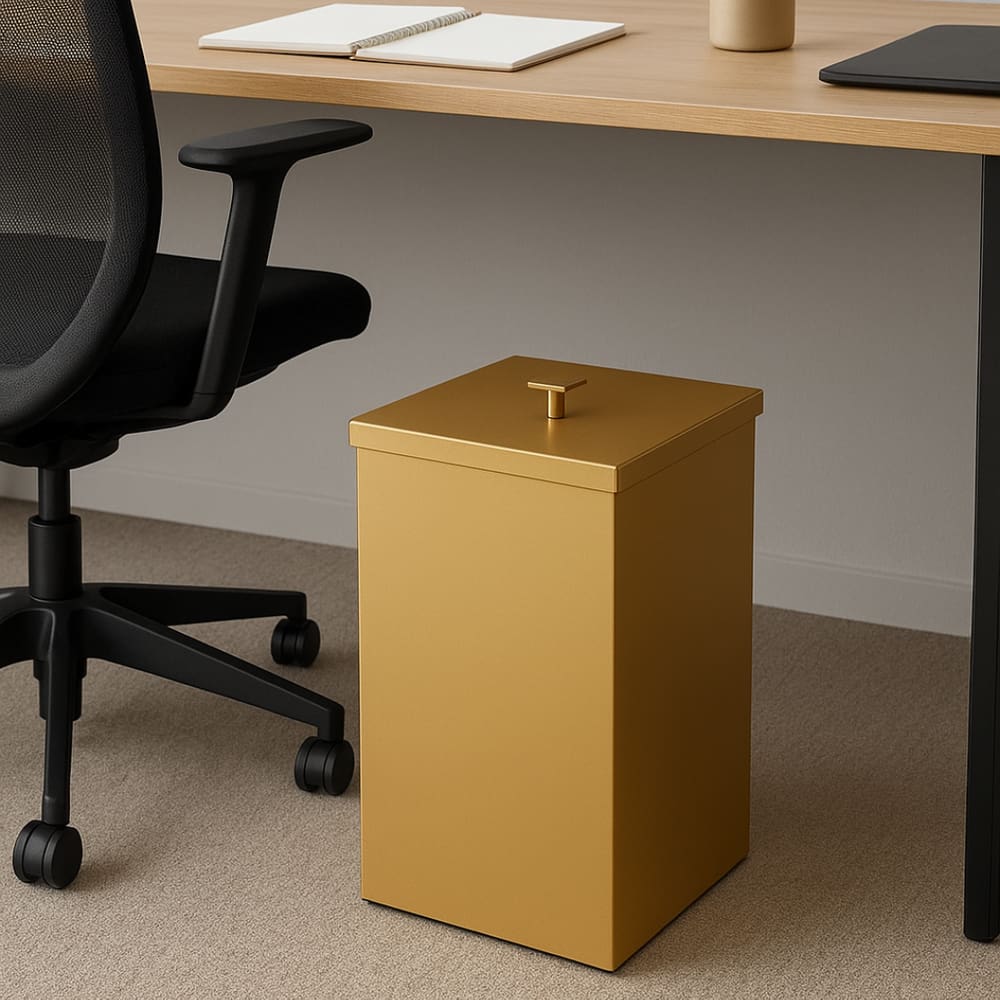 Lixeira Quadrada Inox - 7,8L - Dourada Fosco