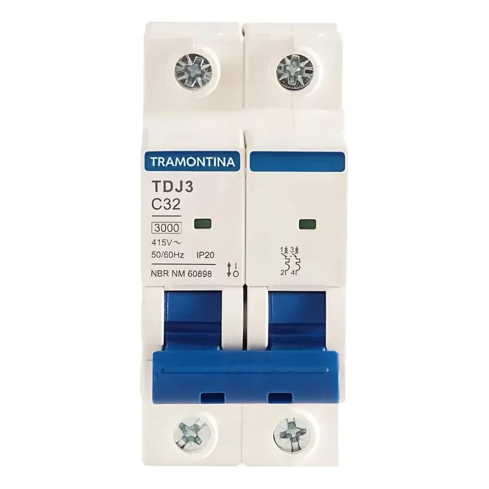 Disjuntor Bipolar Tramontina 10A 16A 20A 25A 32A 40A 50A 63