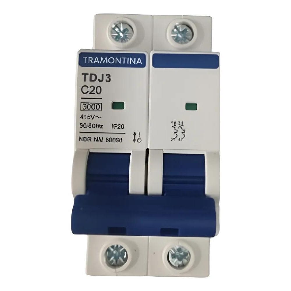 Disjuntor Bipolar Tramontina 10A 16A 20A 25A 32A 40A 50A 6 2