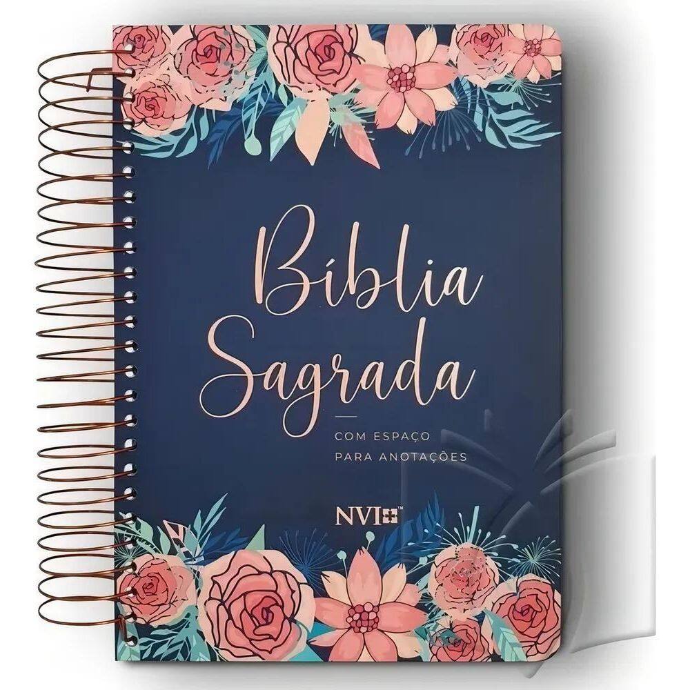 Bíblia Anote Nvi Letra Normal Espiral - Capa Rosas, De Sbi.