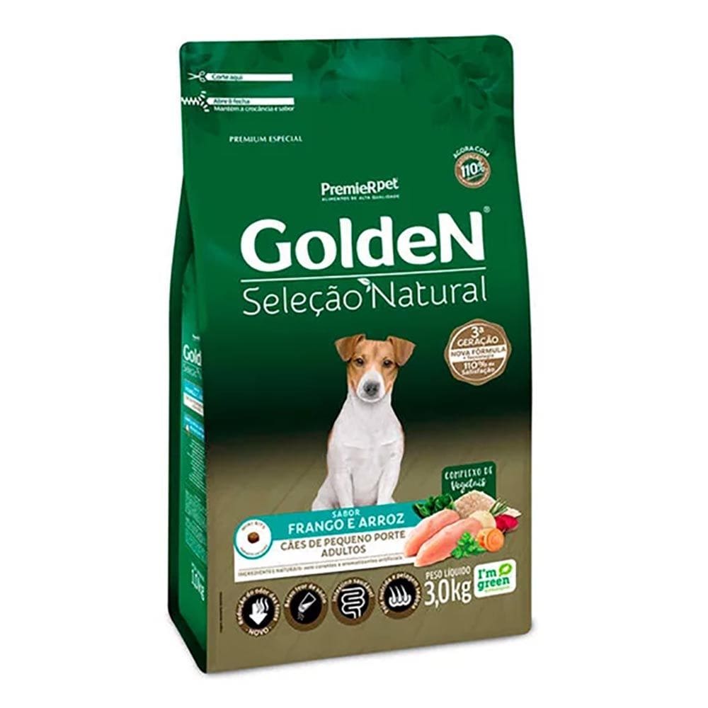 Ração Premier Golden Seleção Natural Mini Bits Cães Adultos Frango e Arroz 3kg