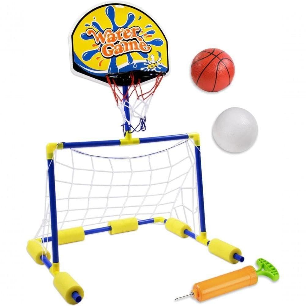 Tabela Basquete Flutuante Trave Gol Cesta Aquatica 2 Em 1 Piscina Golzinho Boia Com Bola E Bomba