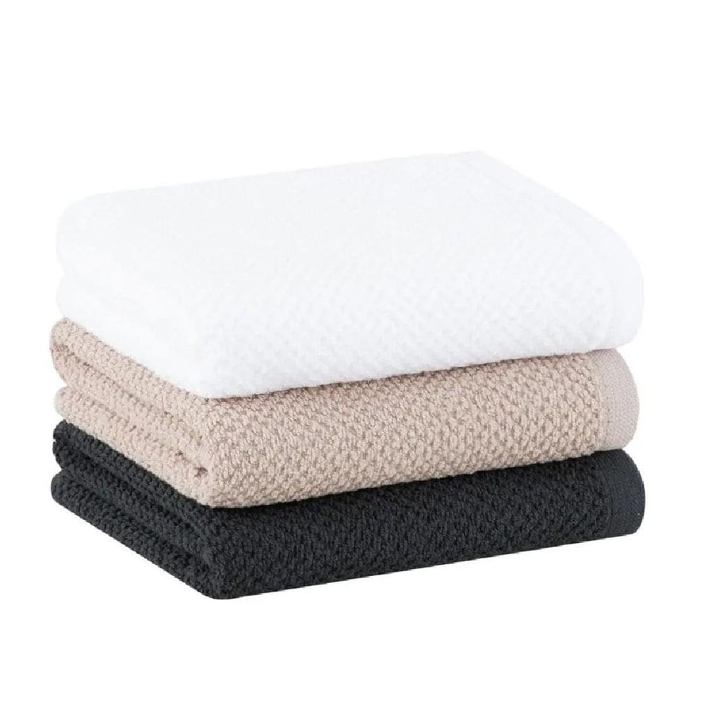 Jogo Pano Prato Quadriculado 3 Peças 48Cx71Cm Bege, Branco E