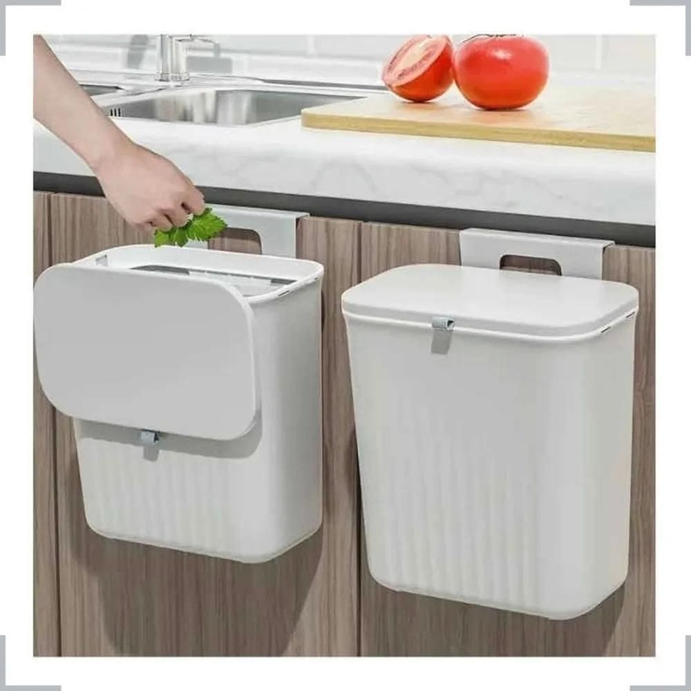 2X Lixeira Suspensa Tampa Retrátil Chão Armário Cozinha Quar