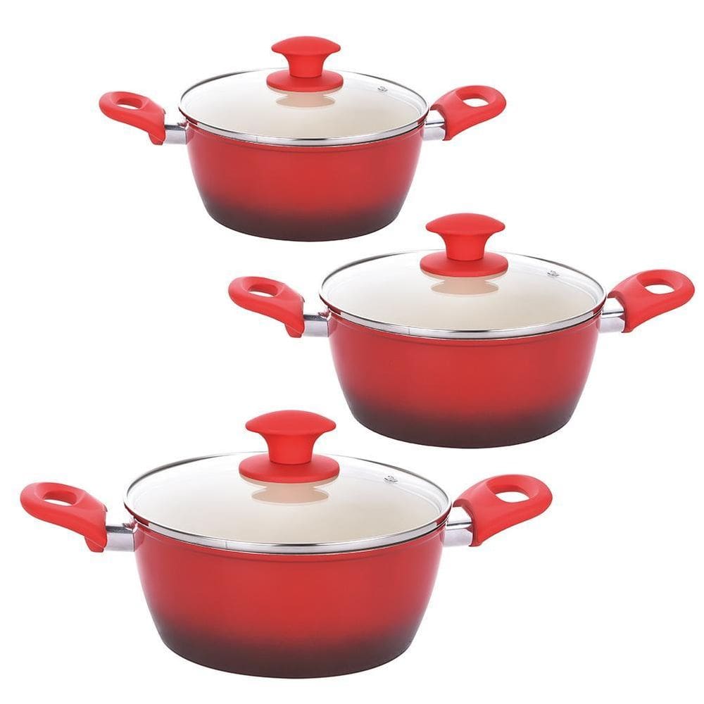 Kit 3 Caçarola Indução Cerâmica Rubi 3,7Mm 20, 22 E 24Cm