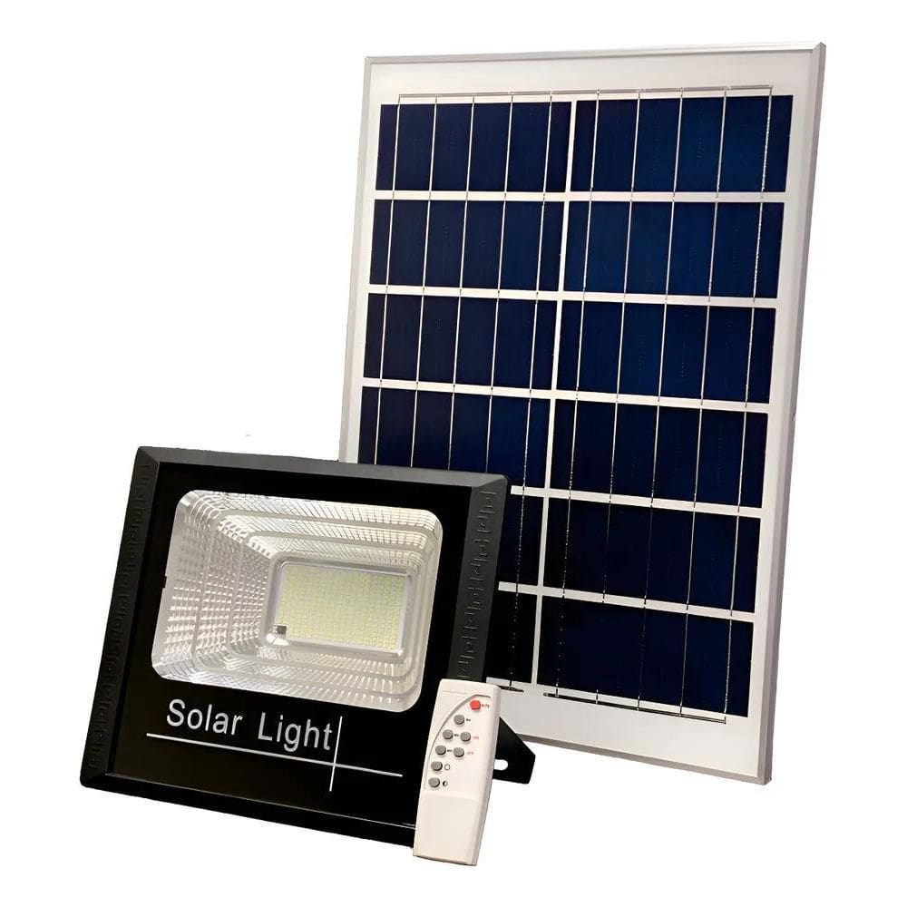 Refletor Holofote Solar 200W 6000K+Placa Solar Prova Dágua