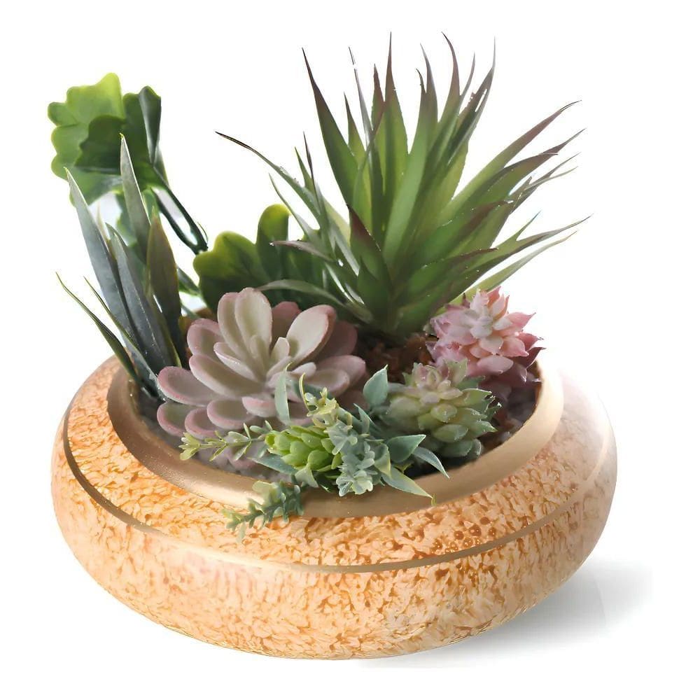 Arranjo Artificial Suculenta Vaso Ikebama Mesa Sala Jantar C