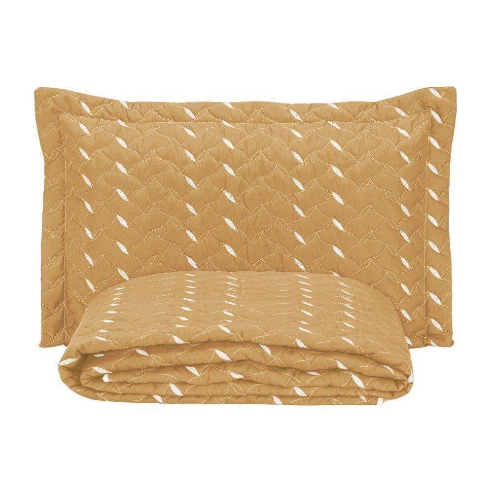 Cobre Leito Bordado 400 Fios Heitor Solteiro 100% Poliéster - Amarelo
