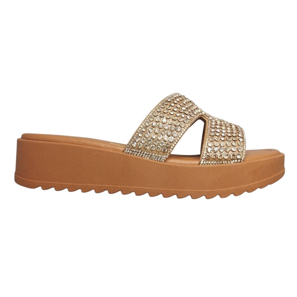 Tamanco Feminino Tiras Strass Flatform Vizzano 6492.334