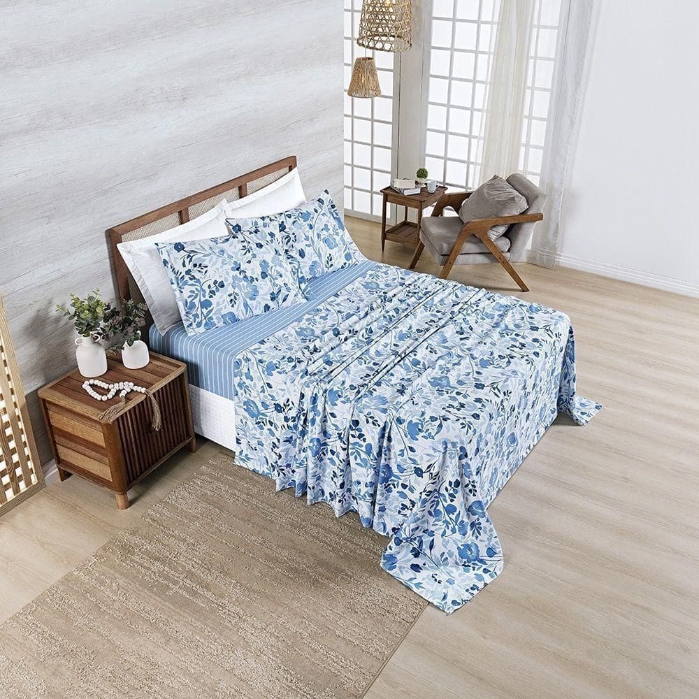 Jogo De Cama Afeto 400 Fios Casal Padrão 04 Peças 100% Poliéster - Lolli