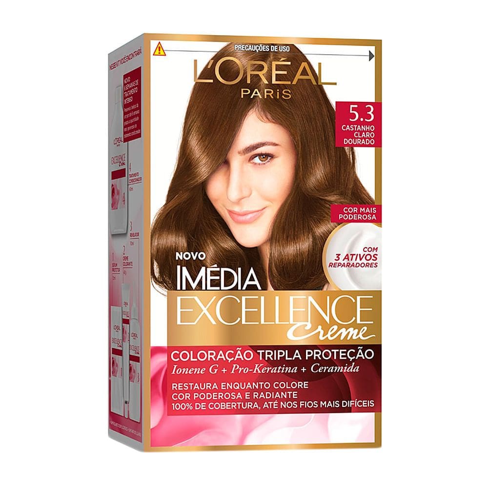 Tintura Creme Imédia Excellence L`oréal Castanho Claro Dourado 5.3 Kit