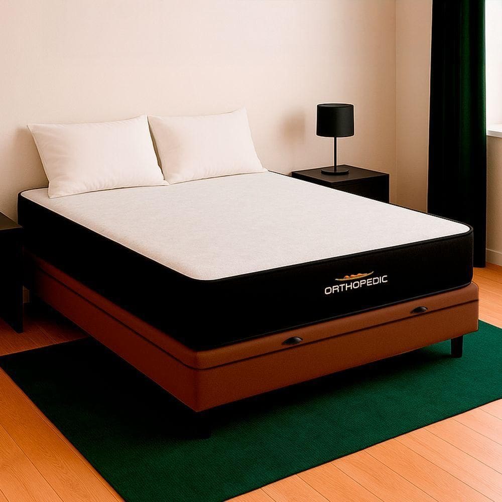 Cama Box Viúvo Marrom E Colchão Orthopedic D33 Vstore