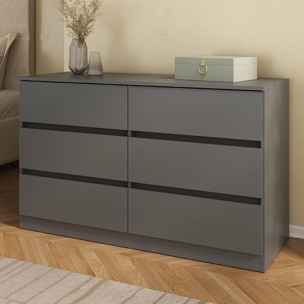 Cômoda Com 6 Gavetas 120cm Multimóveis Mp4396 Grafite