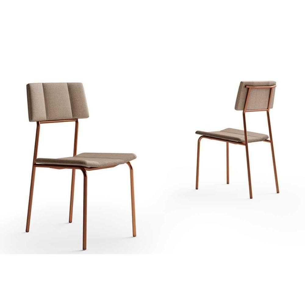 Kit 2 Cadeiras De Cozinha Lou 1742 Aço 2 Uni Rose-linho Areia - Carraro