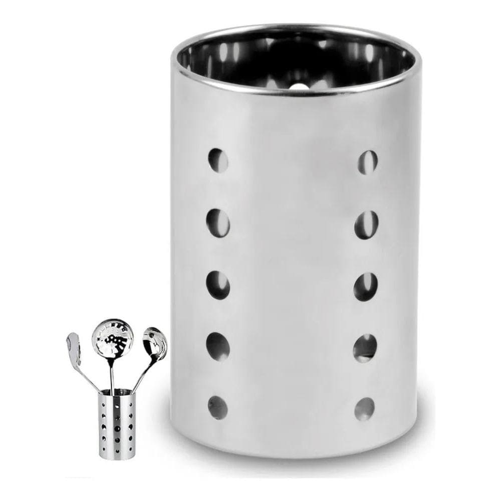 2X Porta Talheres Escorredor Aço Inox Vazado Cozinha