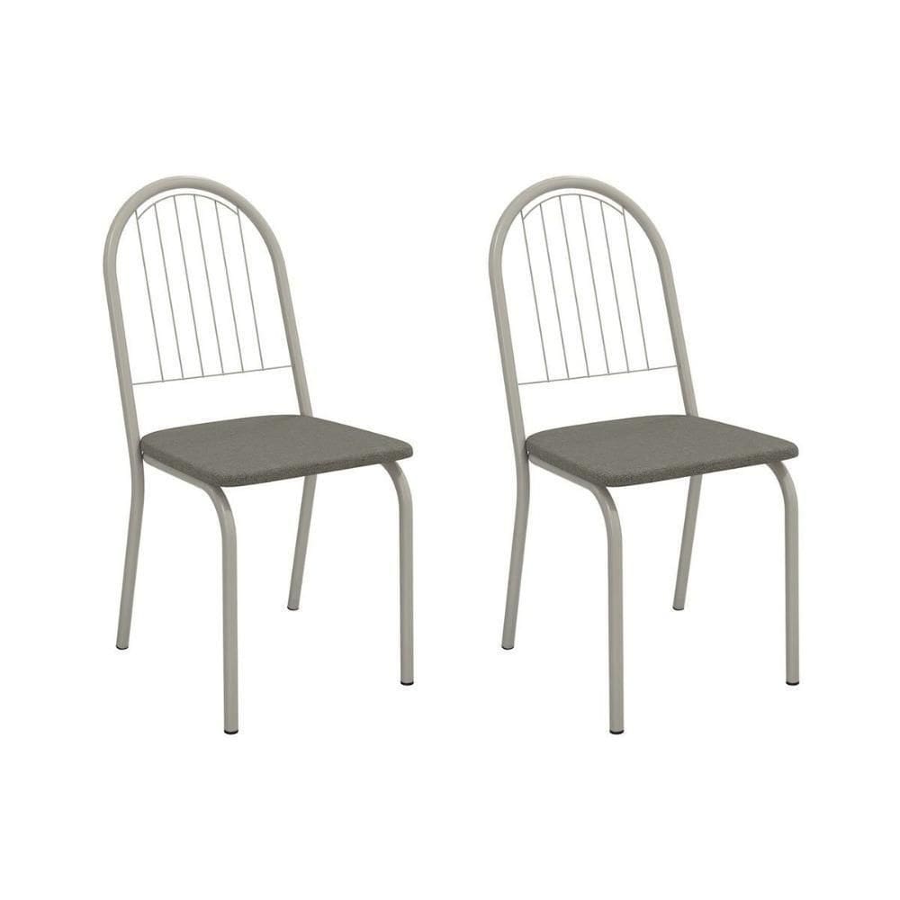 Kit 2 Cadeiras Sala Jantar Noruega 2c077nk Aço 2 Un Niquel-linho Escuro - Kappesberg