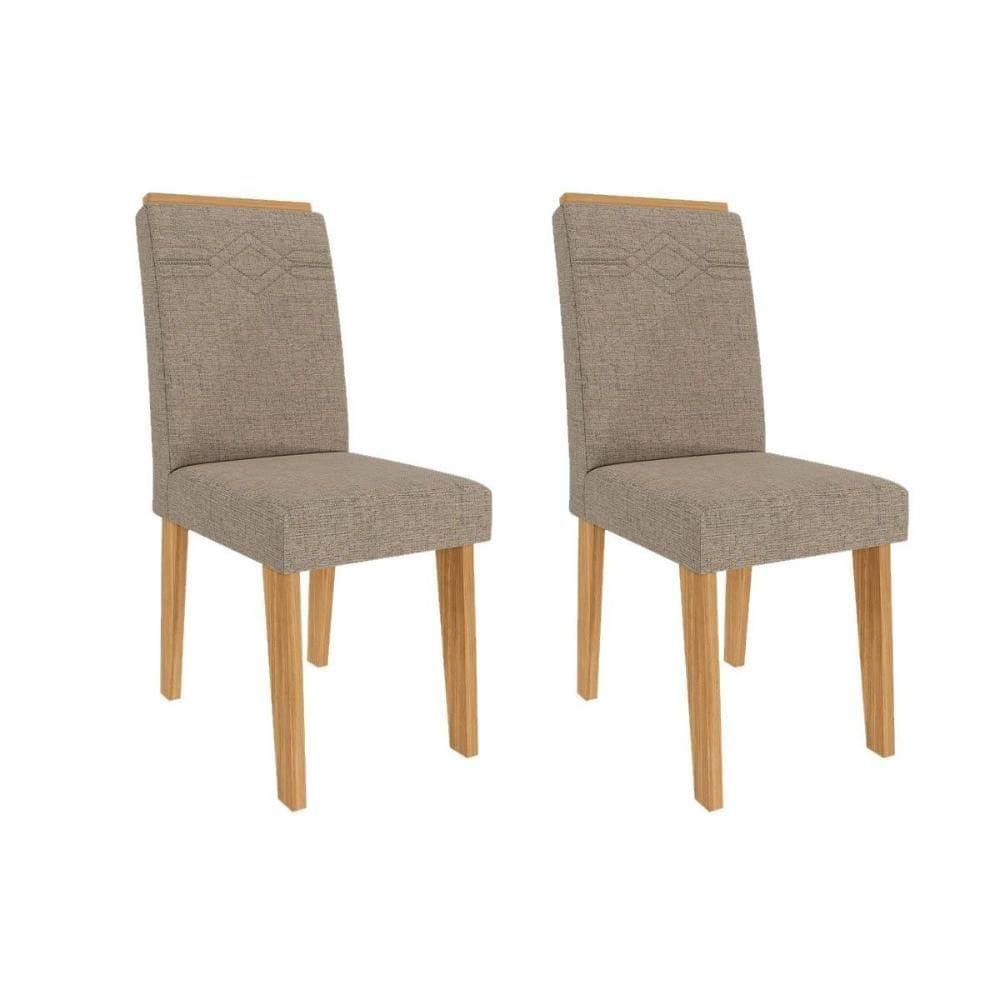 Cadeira De Cozinha Taís Kit 2 Un Nature-linho Bege - Cimol