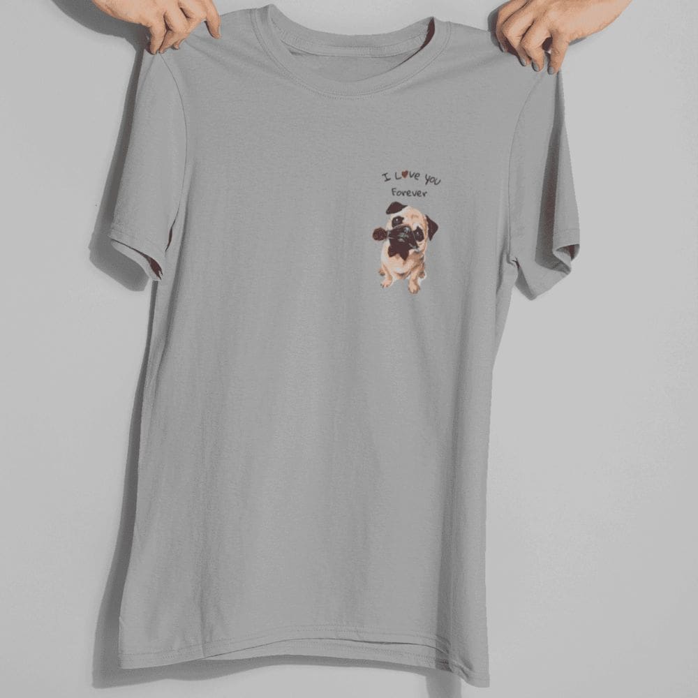 Camiseta Feminina Básica Algodão Lisa Branca Cinza Verão Pug