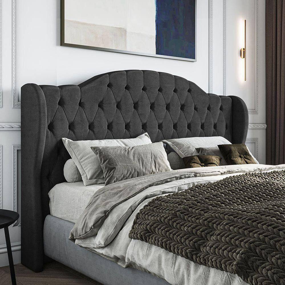 Cabeceira Estofada King 195 Cm Cristal Veludo Preto