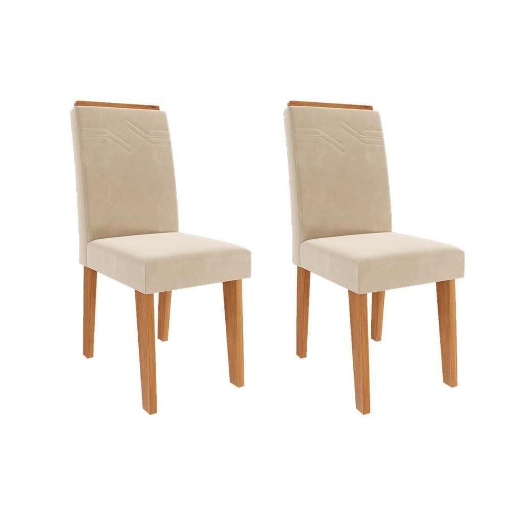 Kit 2 Cadeiras Sala Jantar Taís 2 Un Cinamomo-suede Nude Bege - Cimol