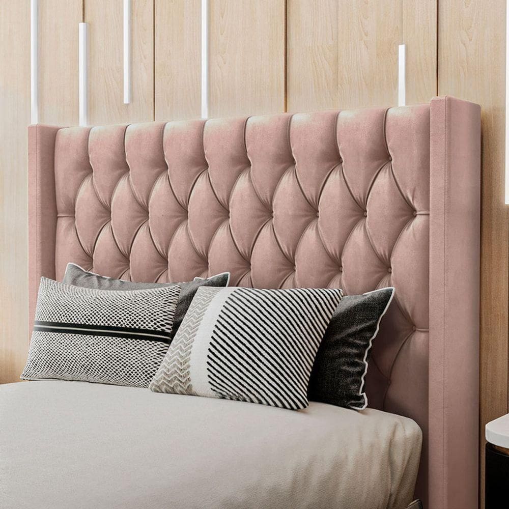 Cabeceira Estofada Solteiro 90 Cm Pérola Veludo Rose
