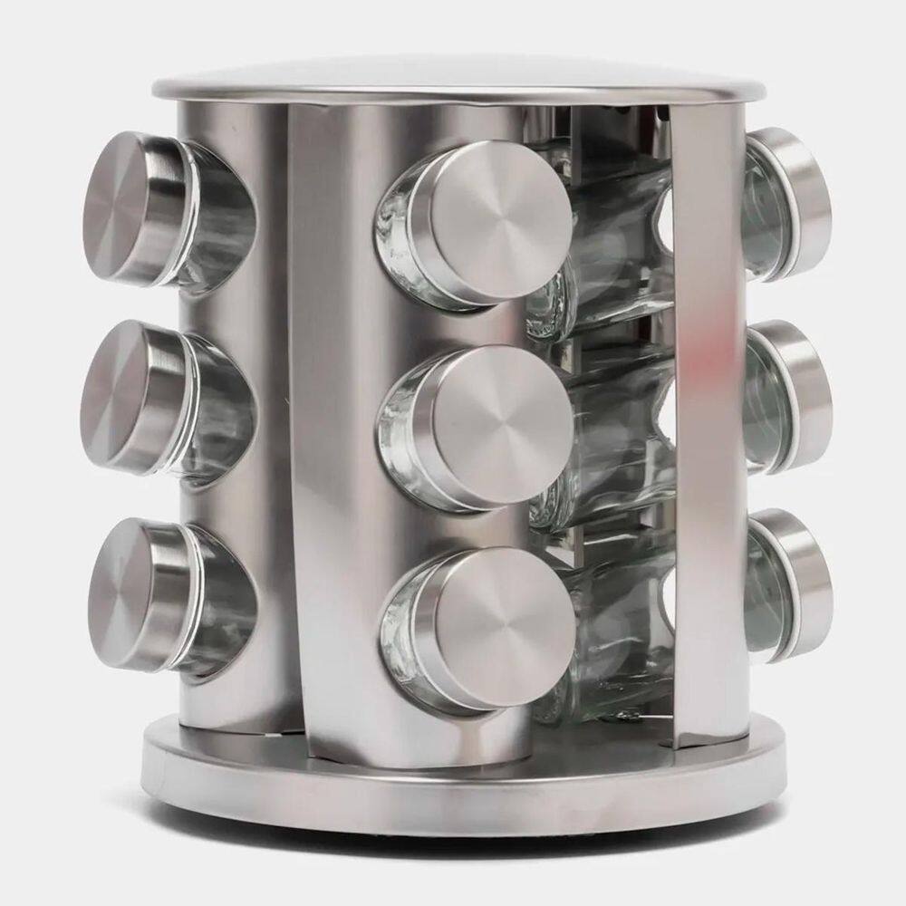 Porta Condimentos Giratório Vidro Tampa Inox Otimize