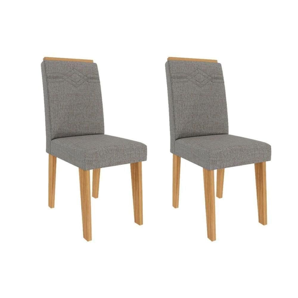 Cadeira De Cozinha Taís Kit 2 Un Nature-linho Grafite - Cimol