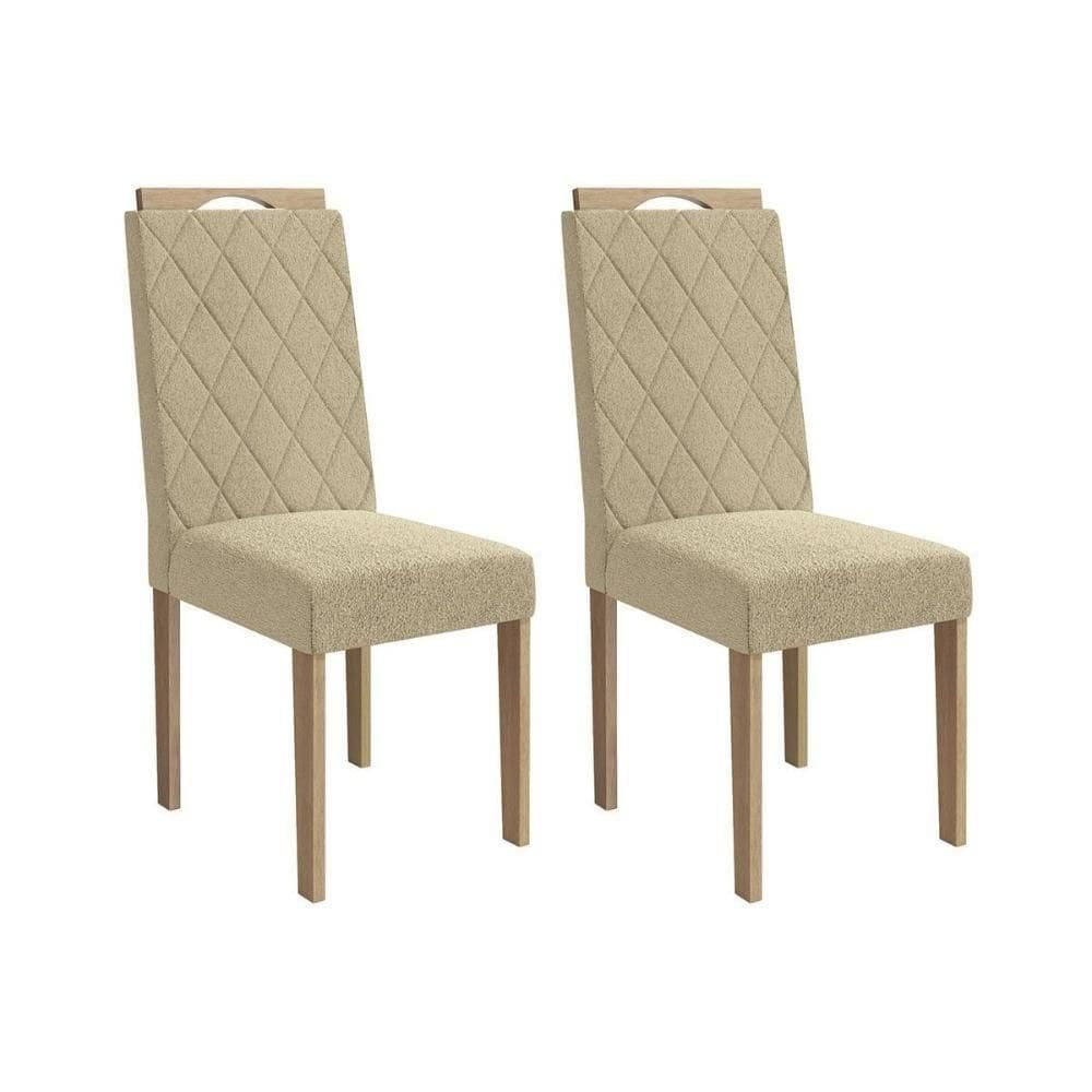 Kit 2 Cadeiras De Cozinha Camélia 2cad153 Madeirado 2 Un Carvalho-boucle Bege - Kappesberg