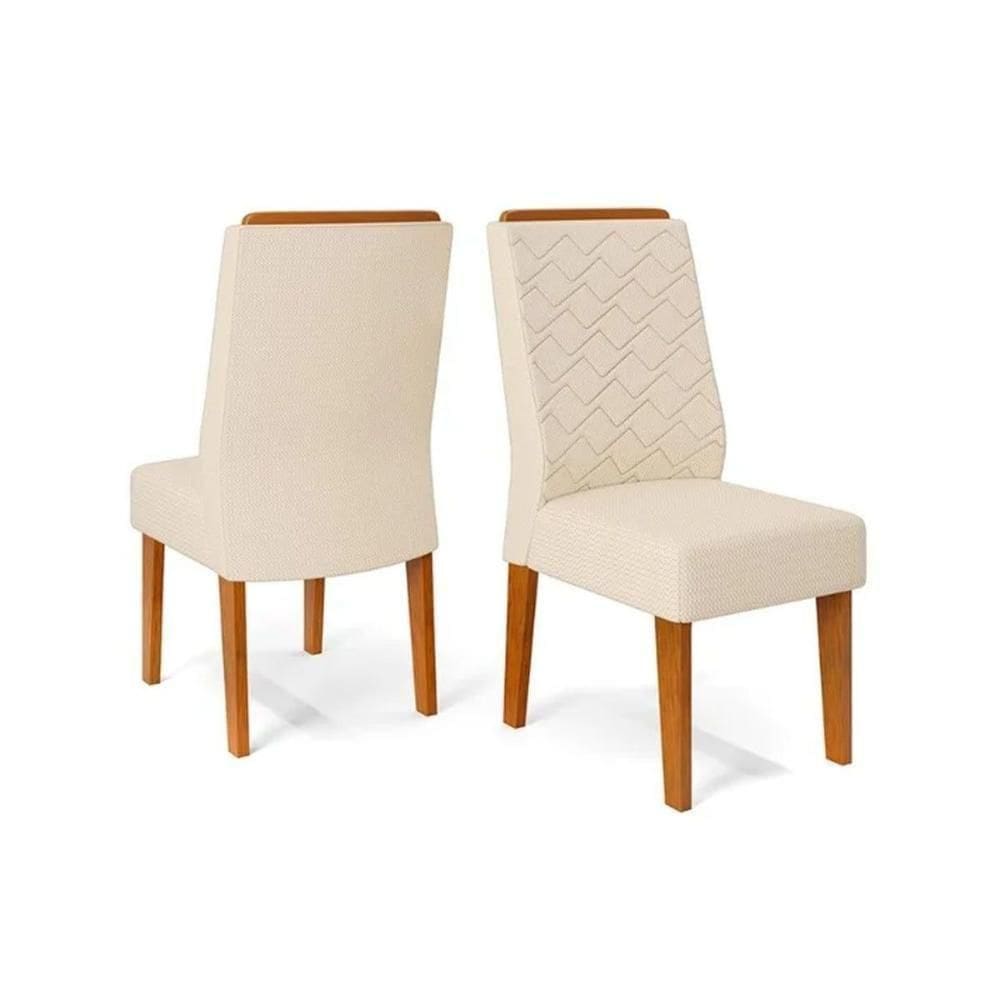 Cadeira De Cozinha Lidia Kit 2 Un Freijo-linho Neve Bege - Dj Móveis