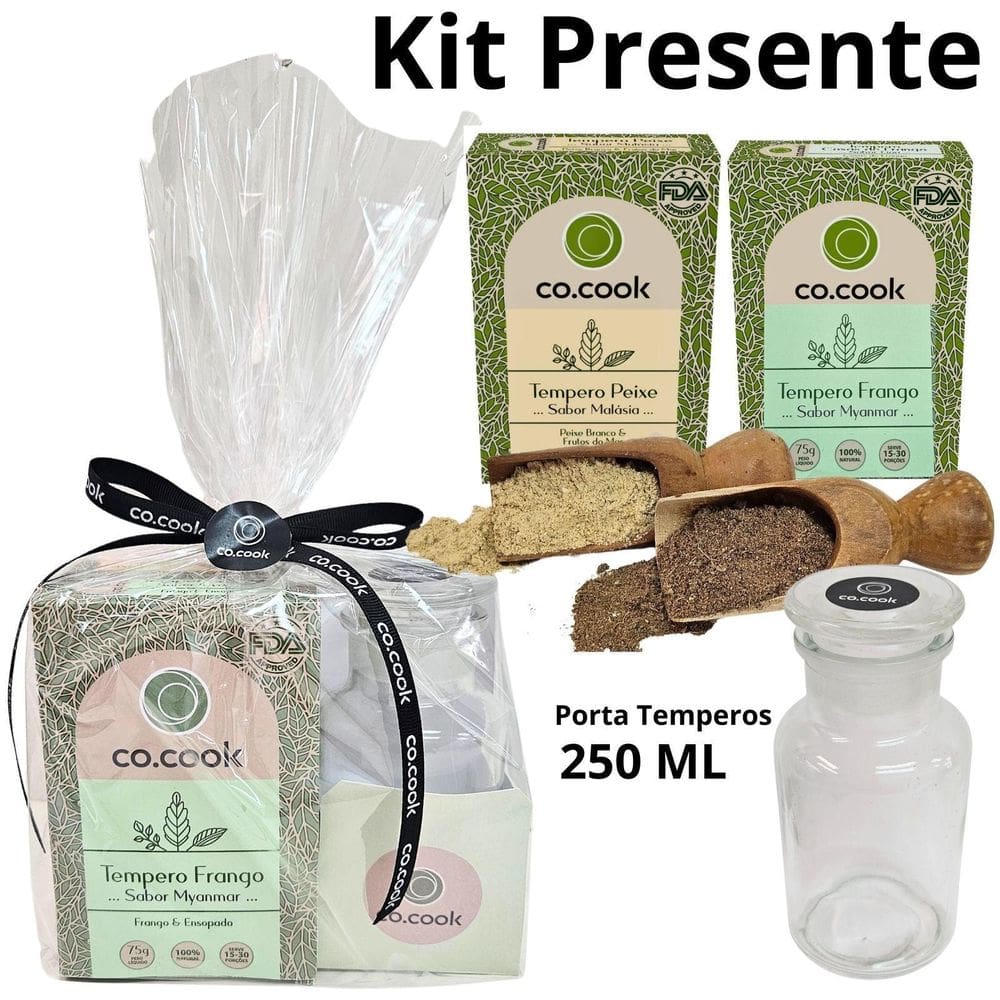 Cocook Kit Trio Presente Tempero Frango Peixe Porta Tempero