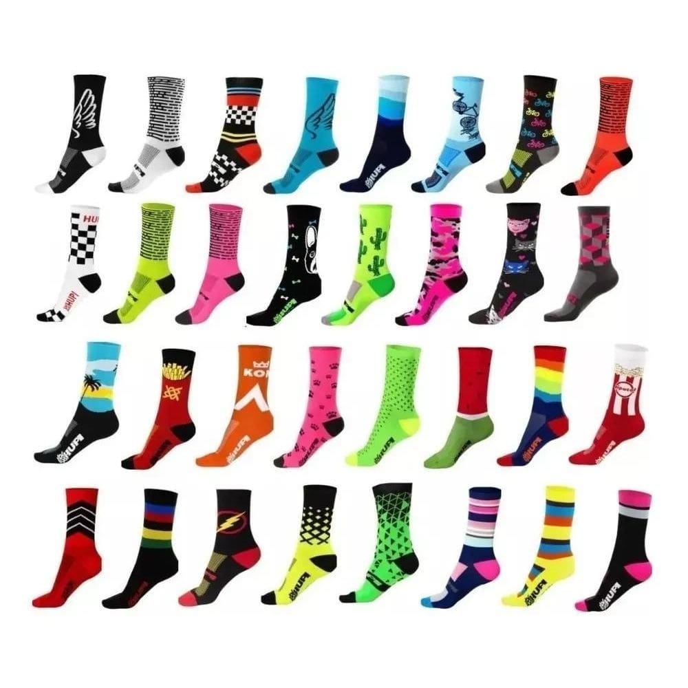 Meia De Ciclismo Corrida Hupi Hyperline Rosa/Amarelo 36 - 4