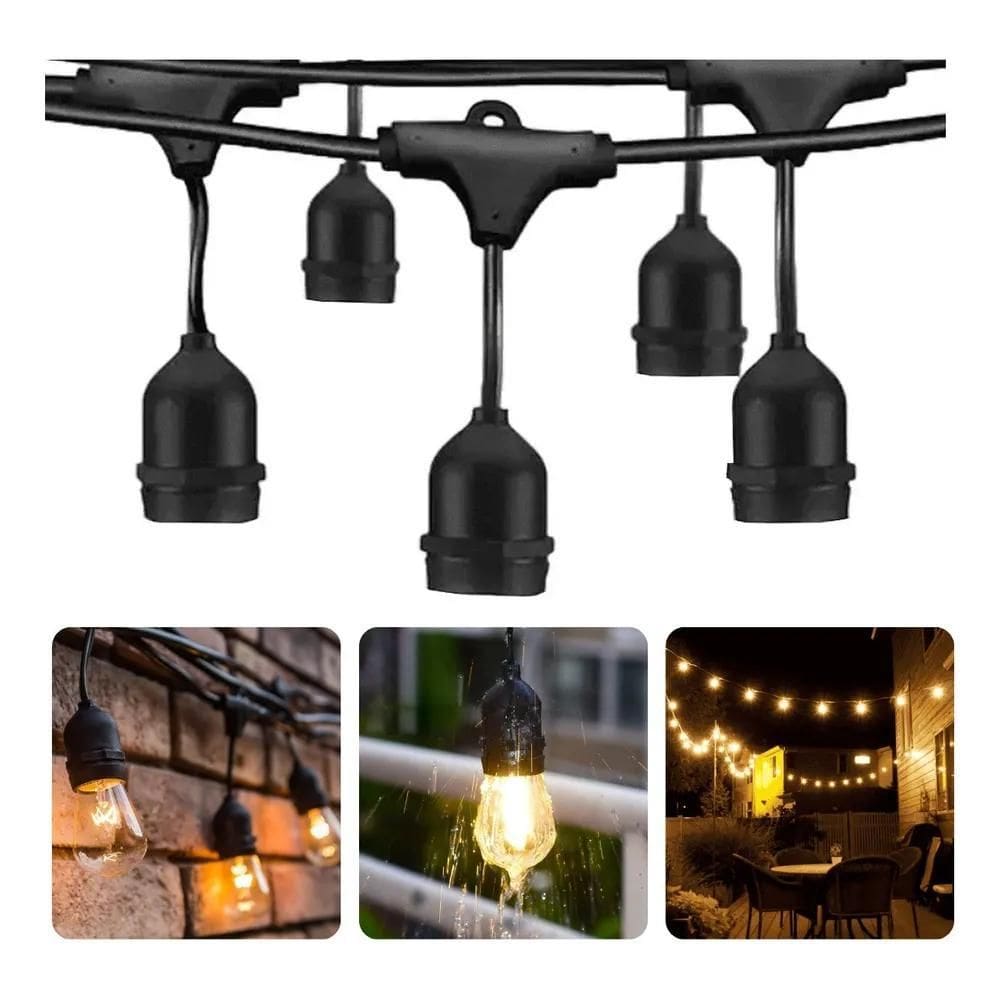 Varal De Luzes Cordão Para Festas E Decoração Preto 5M Ip65