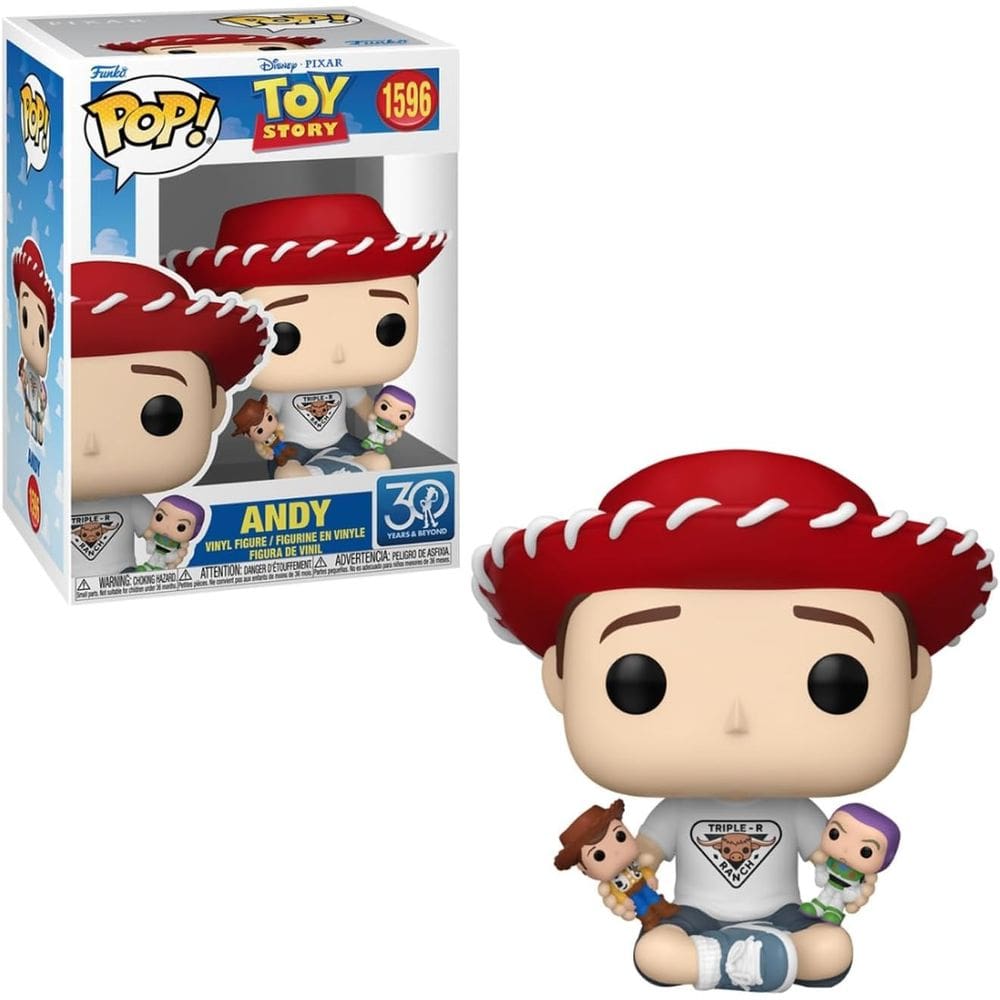 Funko Pop Andy 1596 Com Woody e Buzz Toy Story Disney Pixar