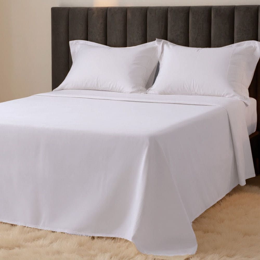 Jogo de Cama Casal 300 Fios Percal 100% Algodão com Bordado 4 Peças BF Colchões