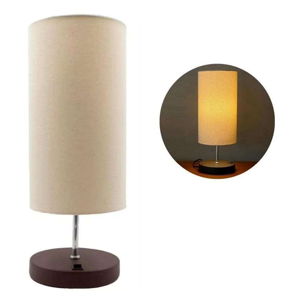 Luminaria De Mesa Abajur Quarto Cabeceira Sala Redondo Base