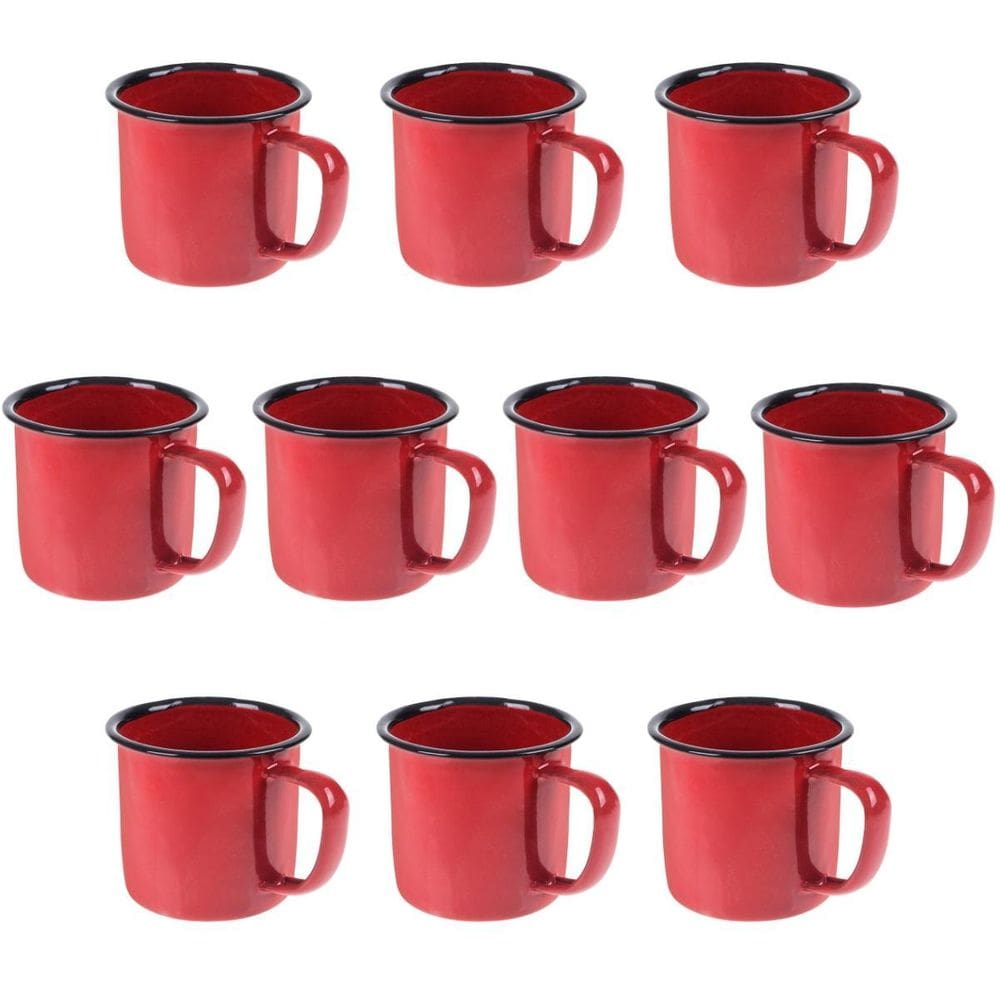 Caneca Esmaltada 150Ml 6Cm Vermelha Kit 10 Un