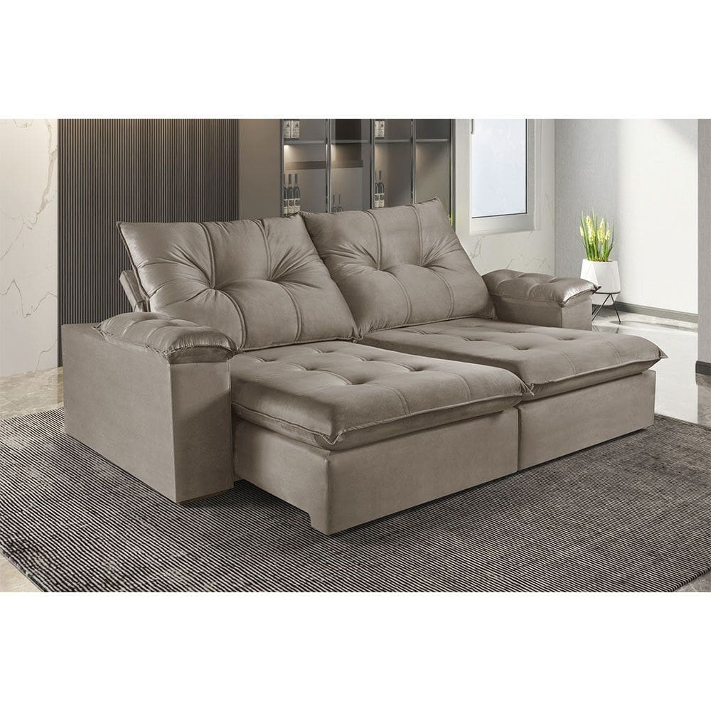 Sofa Retratil e Reclinavel 4 Lugares M-194 2,50m Molas Ensacadas Pillow Top Estofados Martins