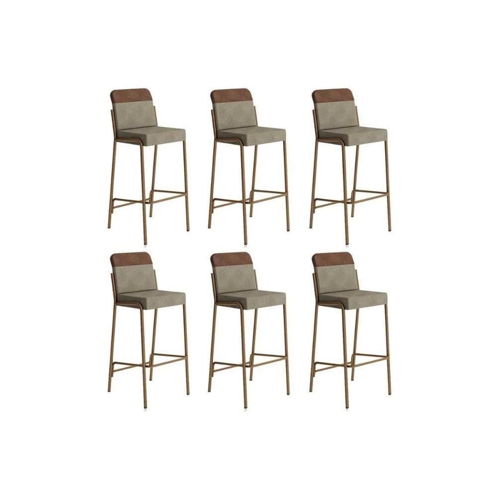 Kit 6 Banquetas De Cozinha Duo 1753 6 Un Rose-linho Areia-courano Caramelo - Carraro