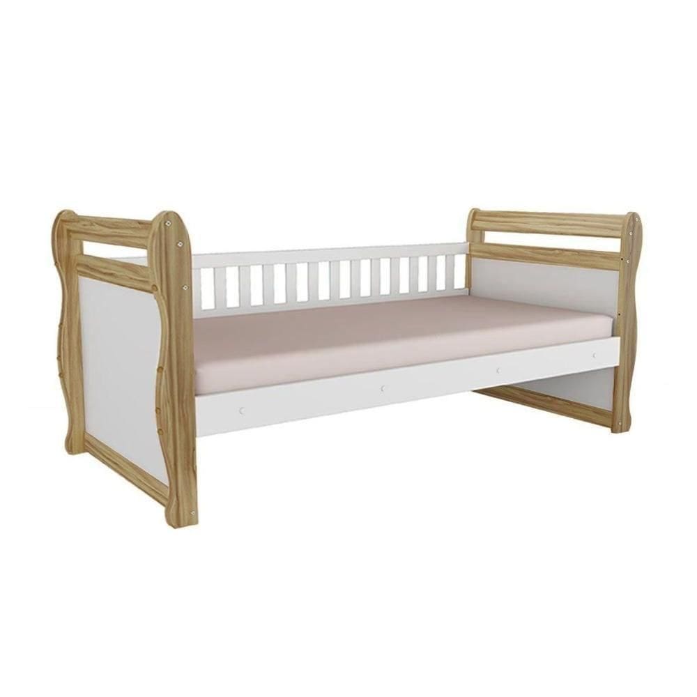 Cama Box Base C- Gavetas De Babá Maria (branco-amendoa) - Peroba
