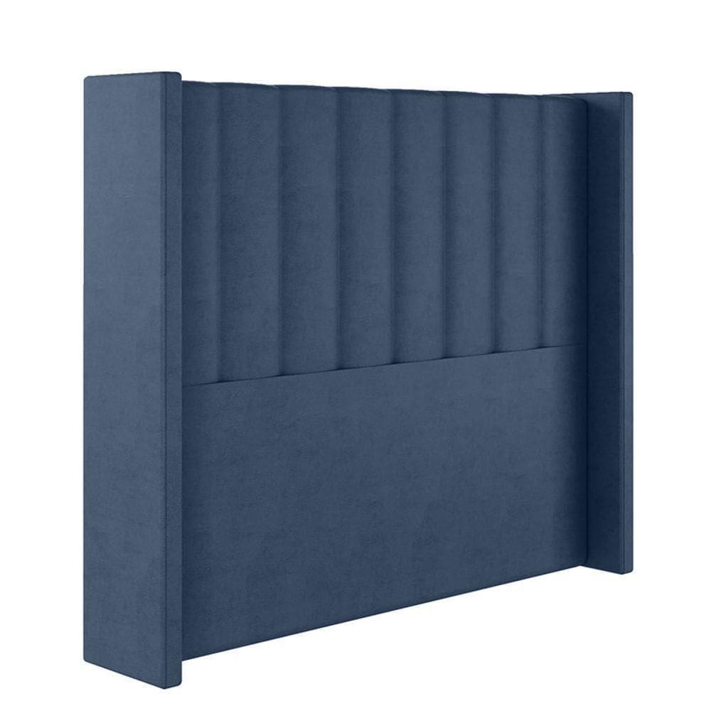 Cabeceira Estofada Queen 160 Cm Turquesa Veludo Azul Marinho