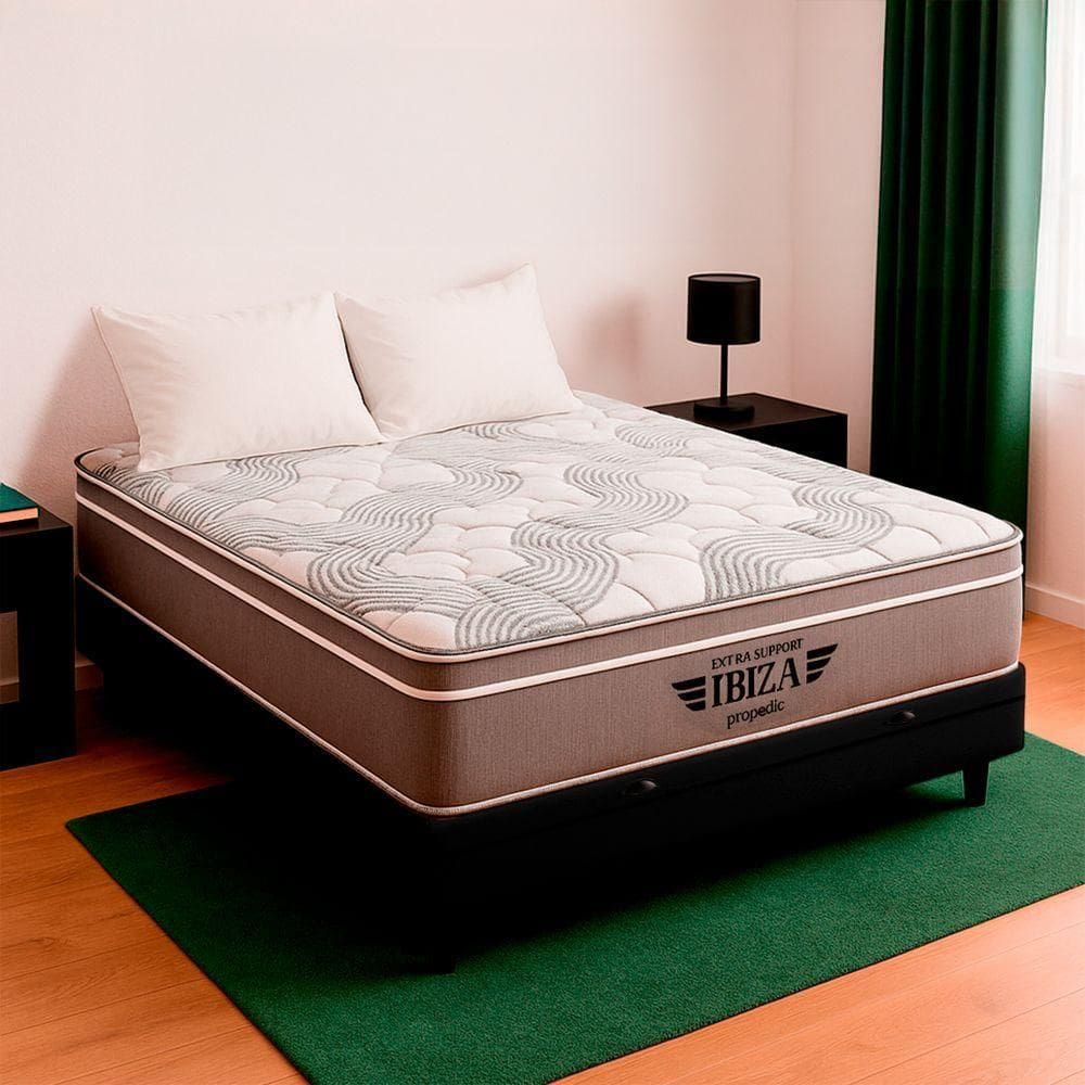 Cama Box Casal Preto E Colchão Ibiza Molas Ensacadas Vstore