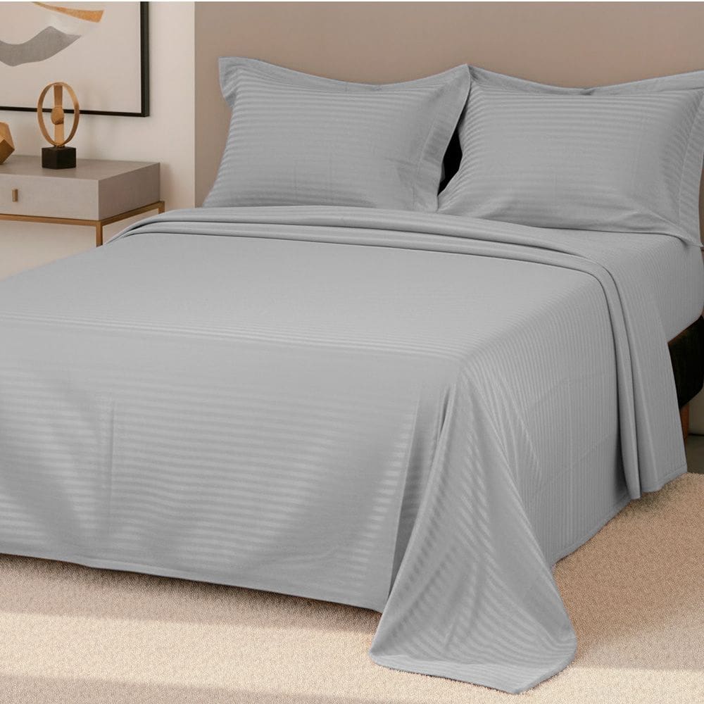 Jogo de Cama King Percal 300 Fios 100% Algodão Adamascado 4 Peças – BF Colchões