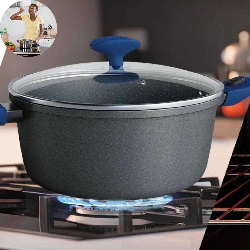 Conjunto Panelas Antiaderentes Cor Azul Presente Amigo