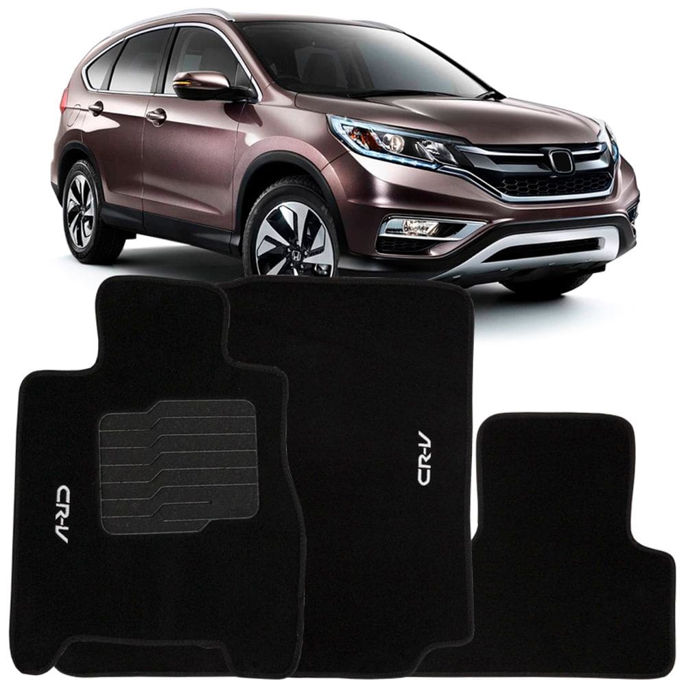 Tapete Carpete Crv 2012 à 2018 Logo Bordado Jogo 3 Peças Personalizado Automotivo