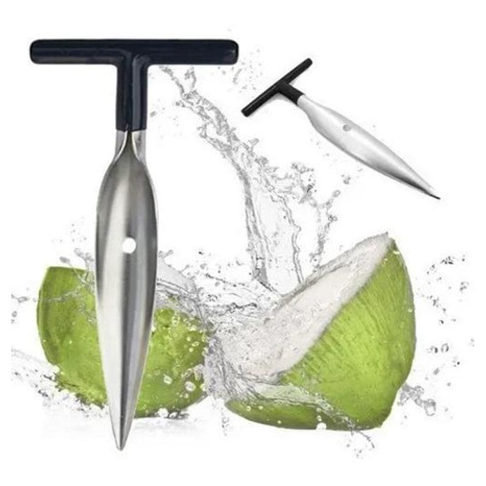 2X Abridor Furador De Coco Manual Aço Inox