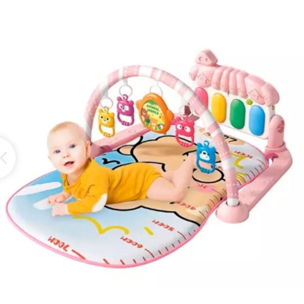 Tapete Bebê De Atividades Musical Com Piano Interativo Rosa