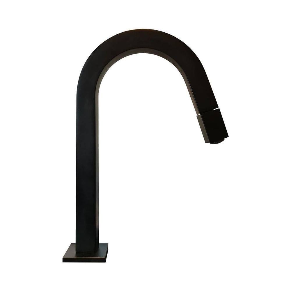 Torneira Bica Baixa Quadrada Curva Preta Fosca Rta 91