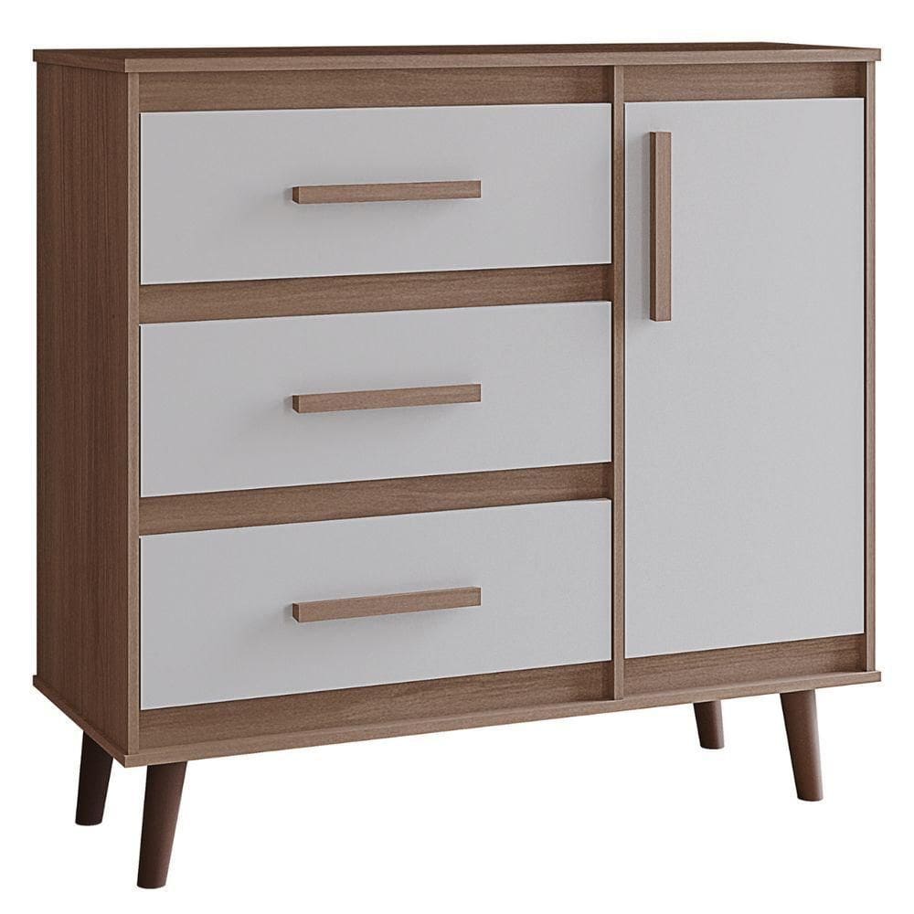 Cômoda Sapateira Mila 1 Porta 3 Gavetas Savana Off White Moblis