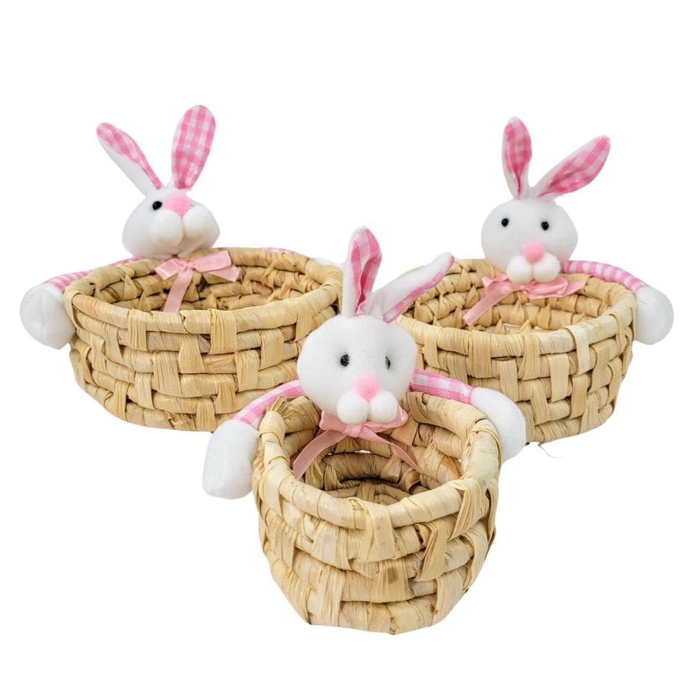 Kit Cesto Com Coelho Da Pascoa Aperitivo Mesa Posta Rosa