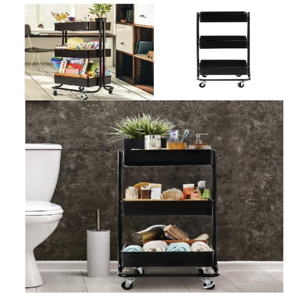 Carrinho Multiuso Em Aço - Organizador Com 3 Prateleiras